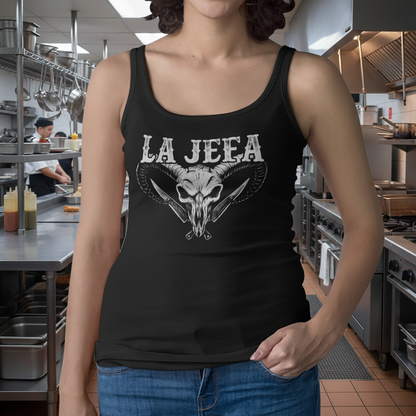 La Jefa Women’s Fitted Racerback Tank Top