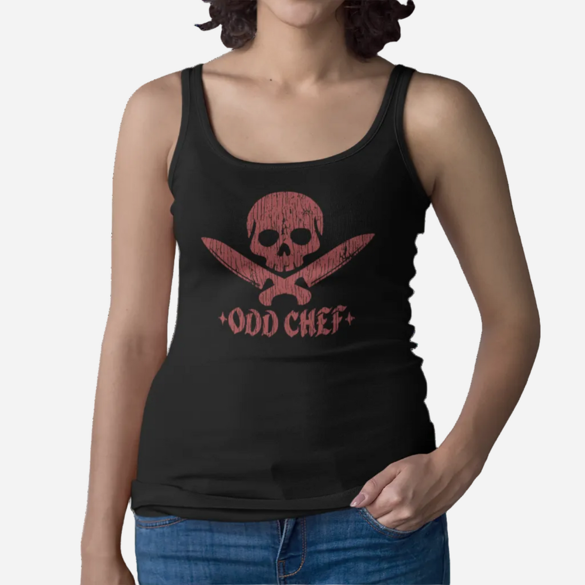 Skull & Crossed Knives Women’s Fitted Racerback Tank Top