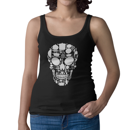 Kitchen Skull Women’s Fitted Racerback Tank Top