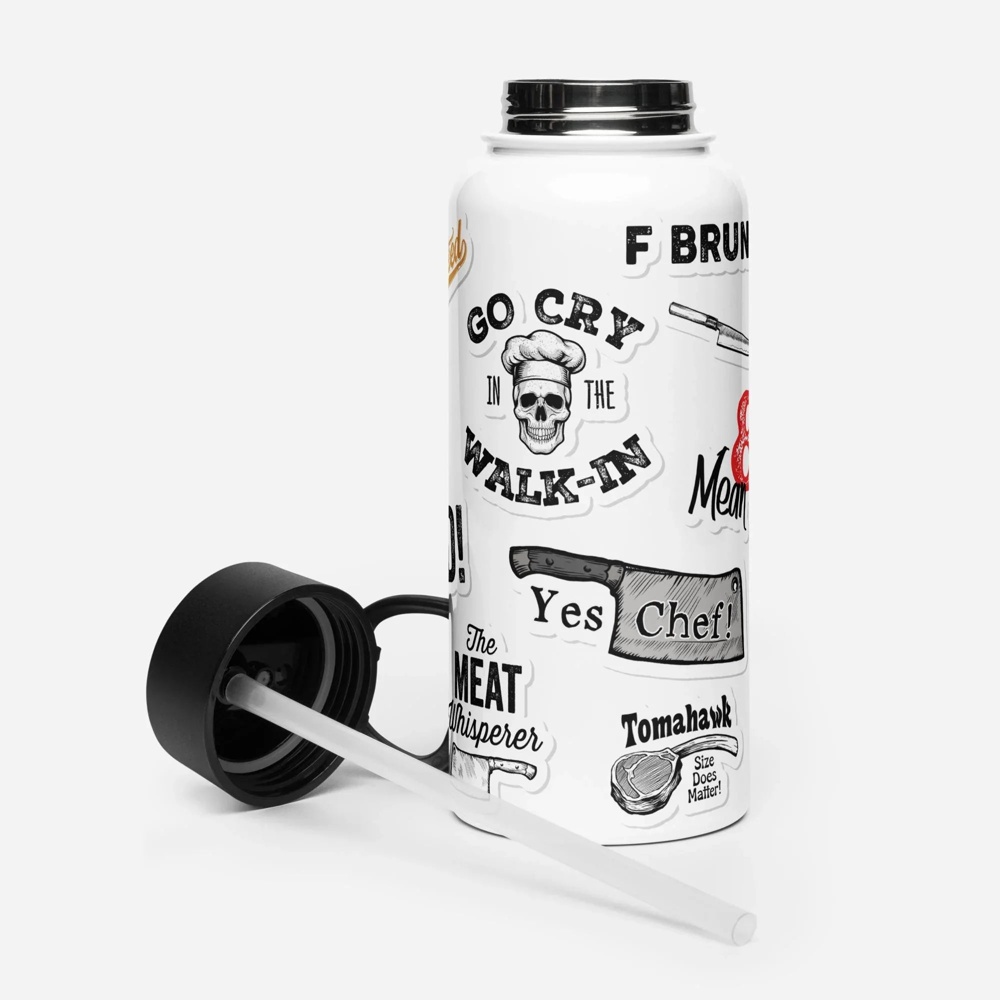 Chef Stainless steel water bottle with a straw lid - Odd Chef