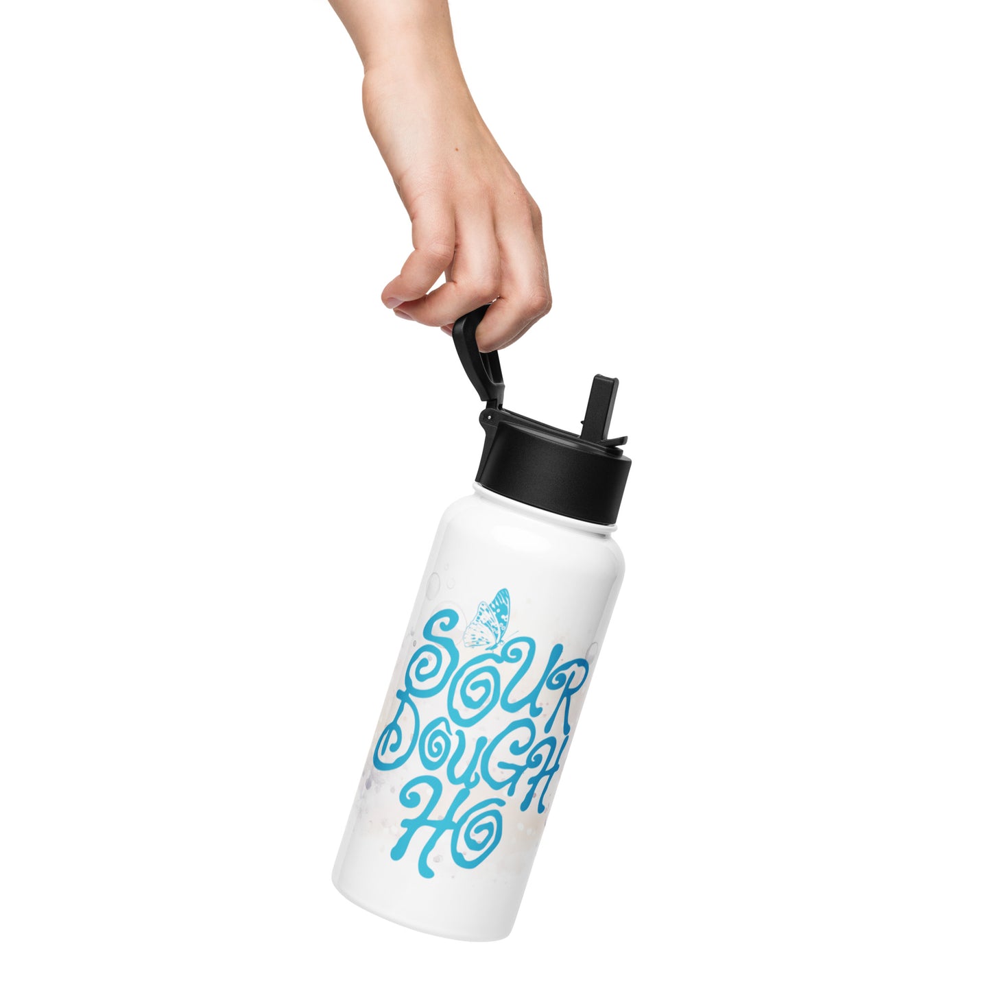 Sourdough Ho Stainless steel water bottle with a straw lid