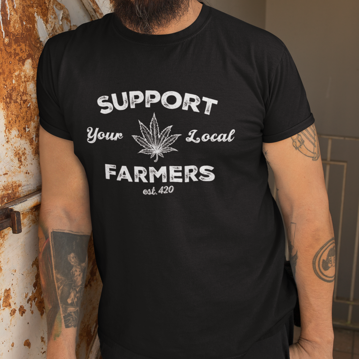 Support Your Local Farmers Pot Leaf Short-Sleeve Unisex T-Shirt