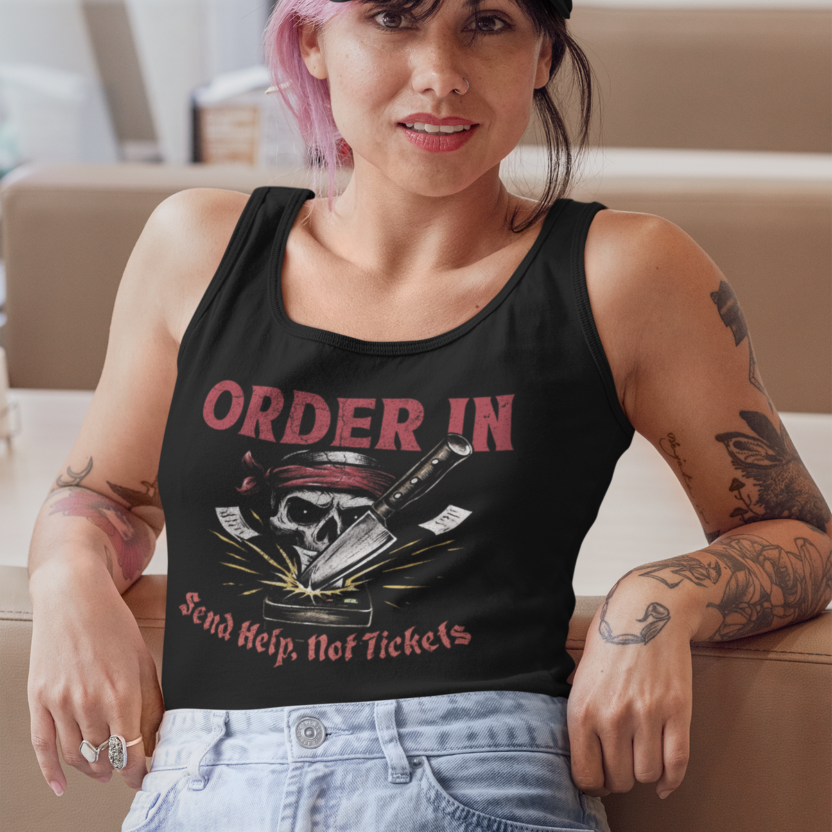 Order In Women’s Fitted Racerback Tank Top