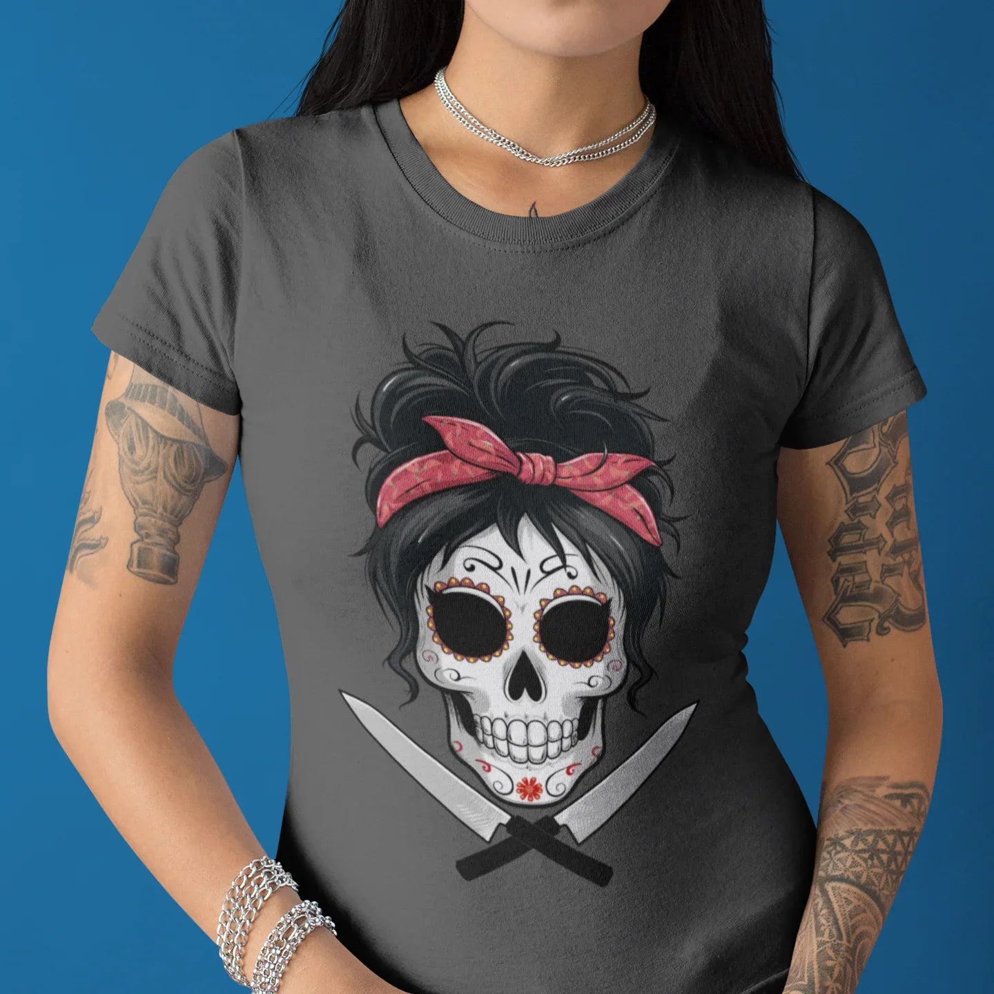 Sugar Skull Chick Chef Unisex Tee - Odd Chef
