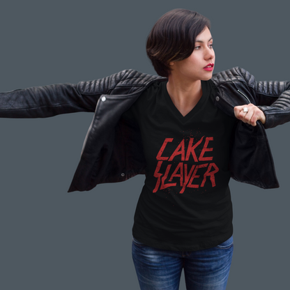 Cake Slayer Women’s Relaxed V-neck Tee