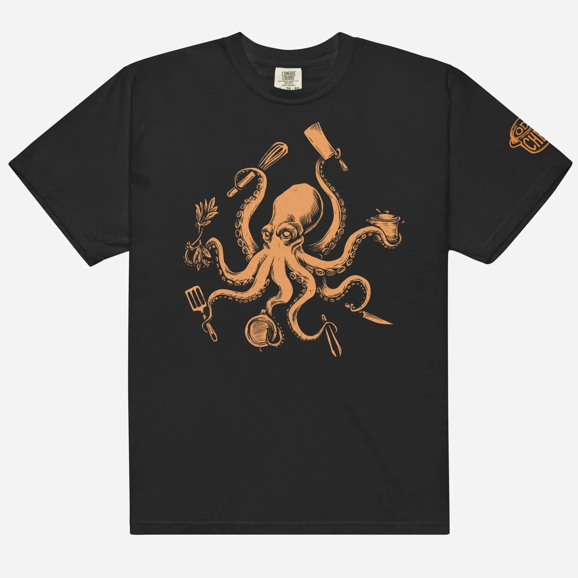 Octo-Chef Orange Heavyweight Streetwear Tee - Odd Chef