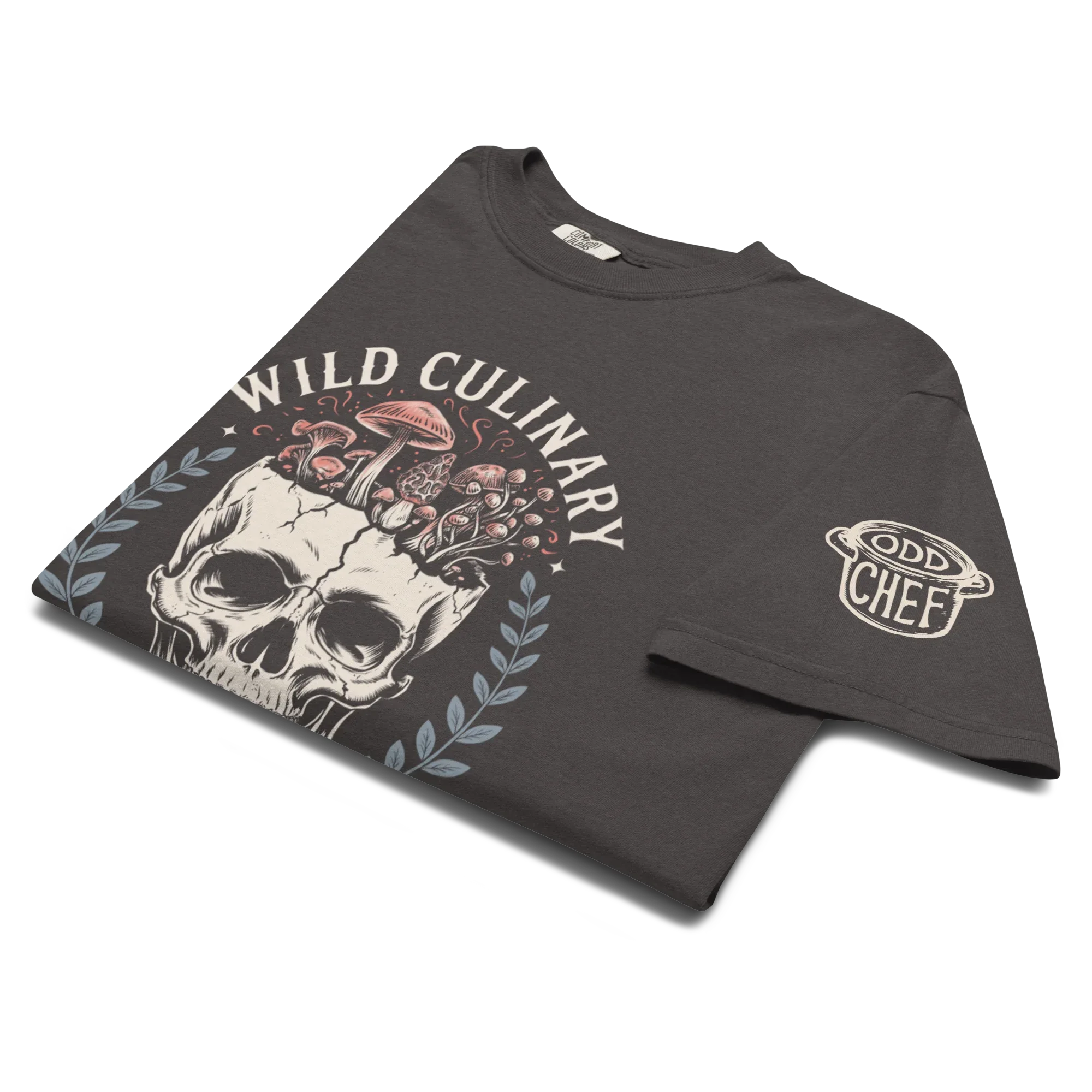 Wild Culinary Mushroom Skull Heavyweight Streetwear Tee - Odd Chef