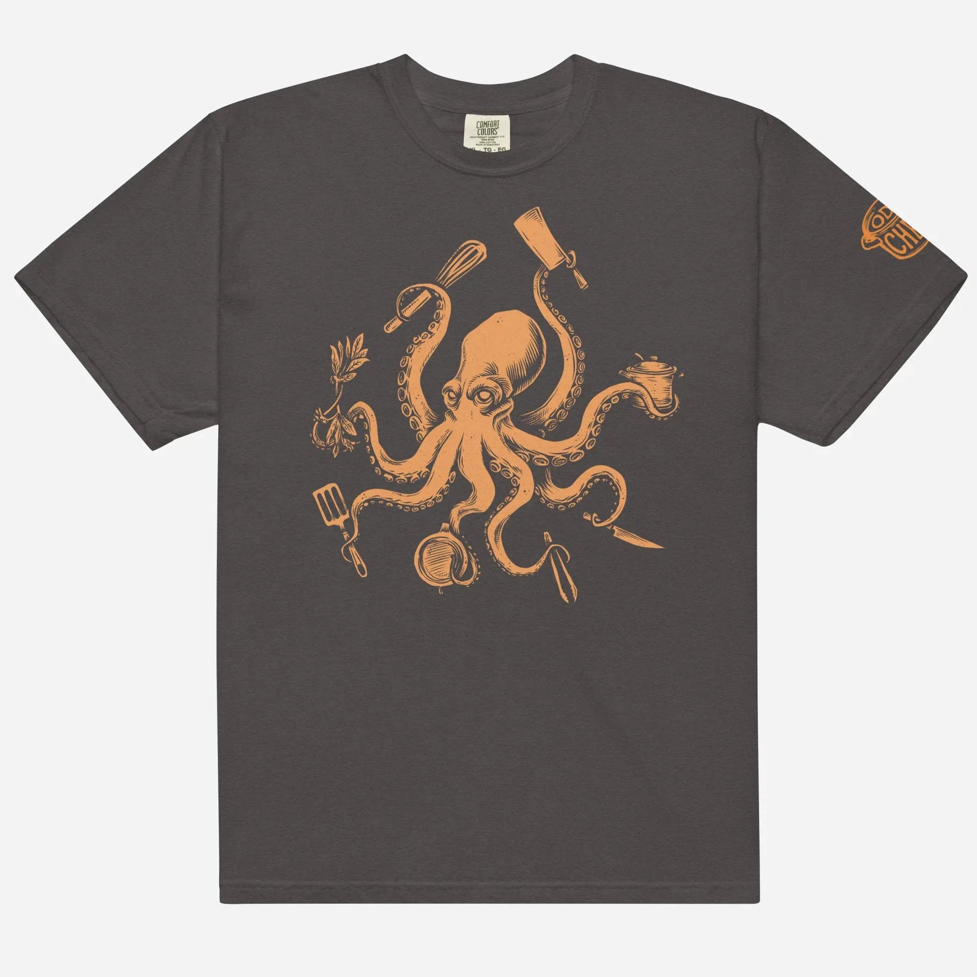 Octo-Chef Orange Heavyweight Streetwear Tee - Odd Chef