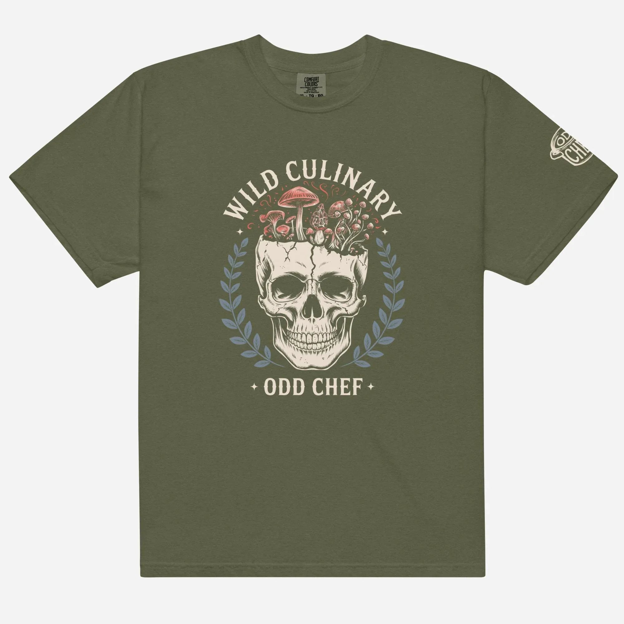 Wild Culinary Mushroom Skull Heavyweight Streetwear Tee - Odd Chef