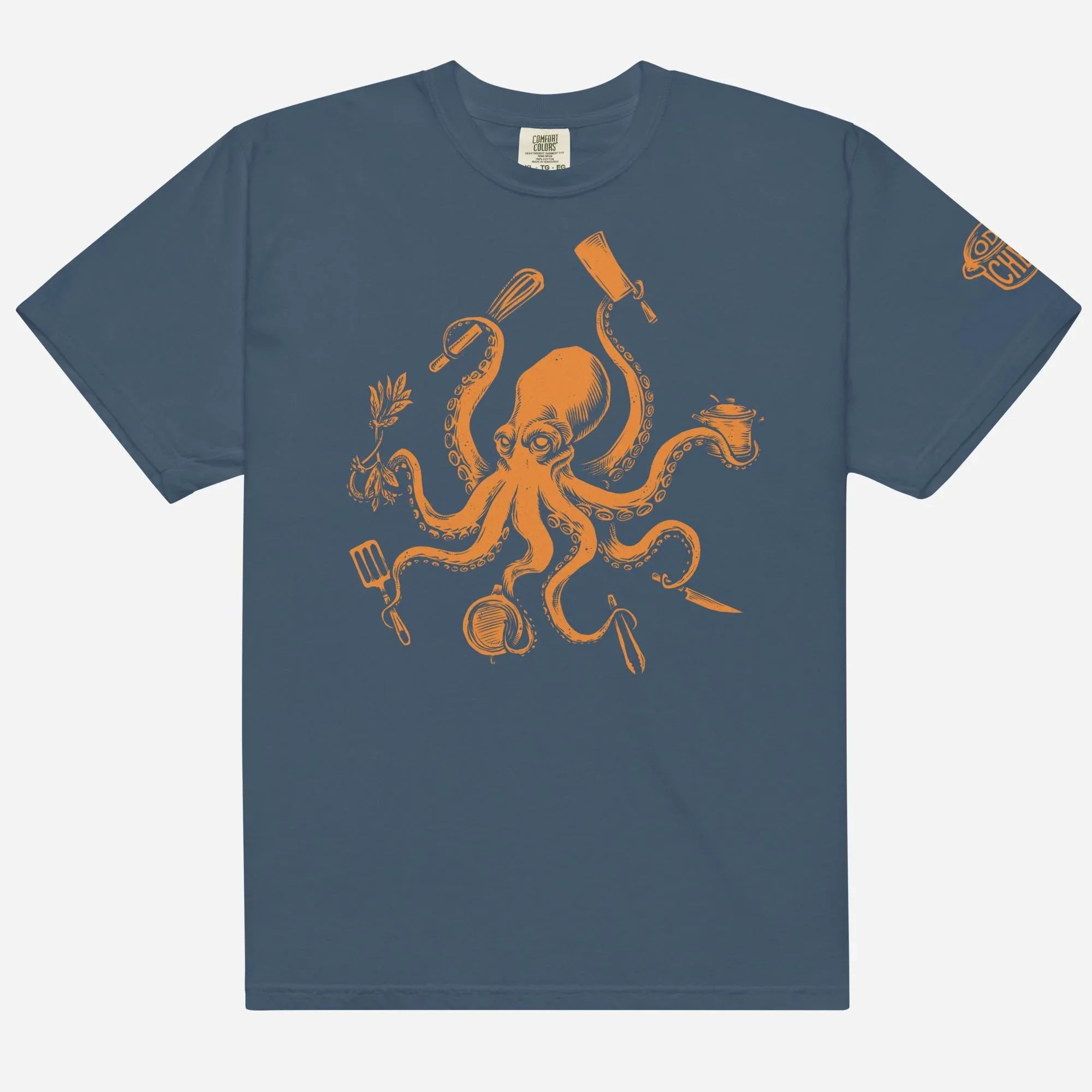 Octo-Chef Orange Heavyweight Streetwear Tee - Odd Chef