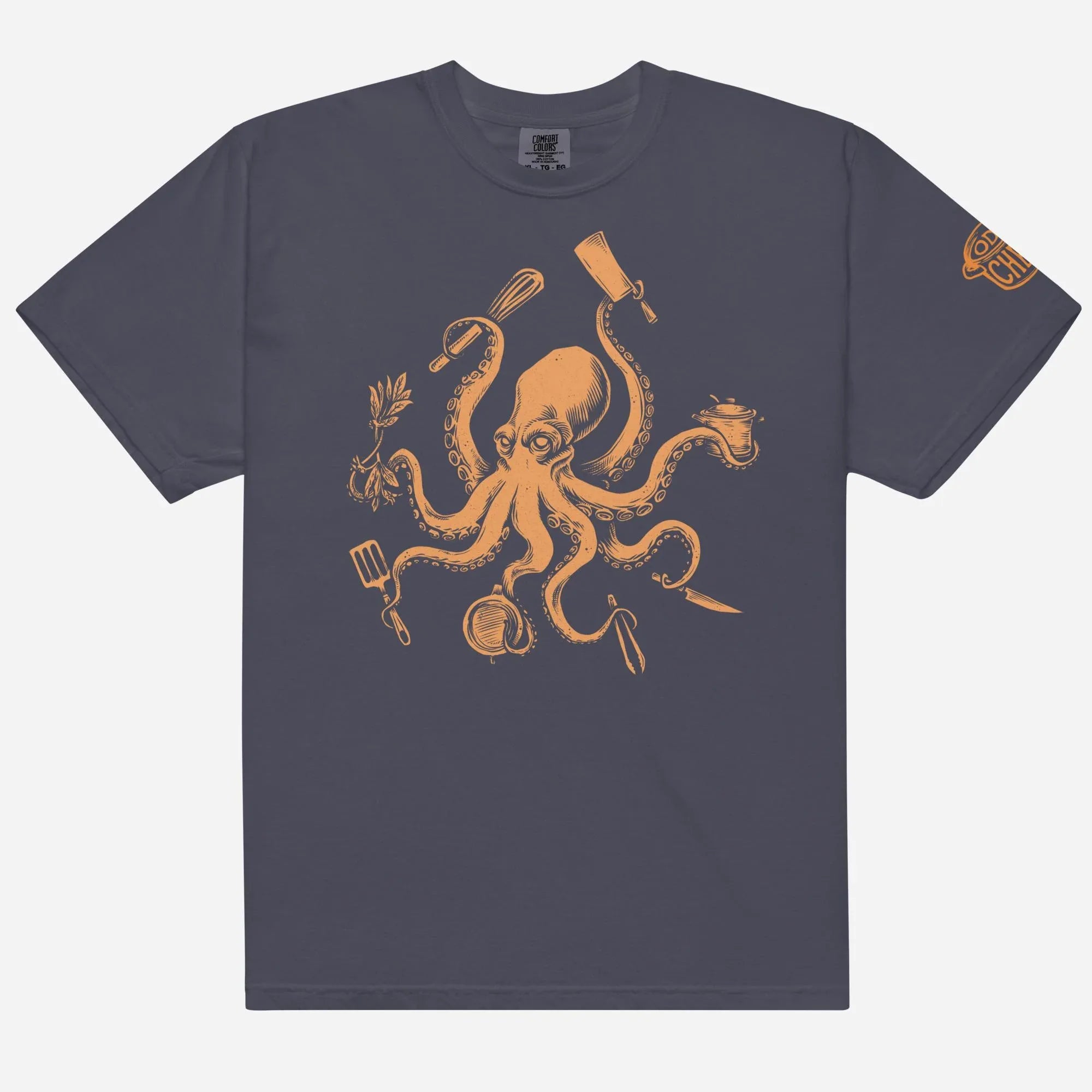 Octo-Chef Orange Heavyweight Streetwear Tee - Odd Chef