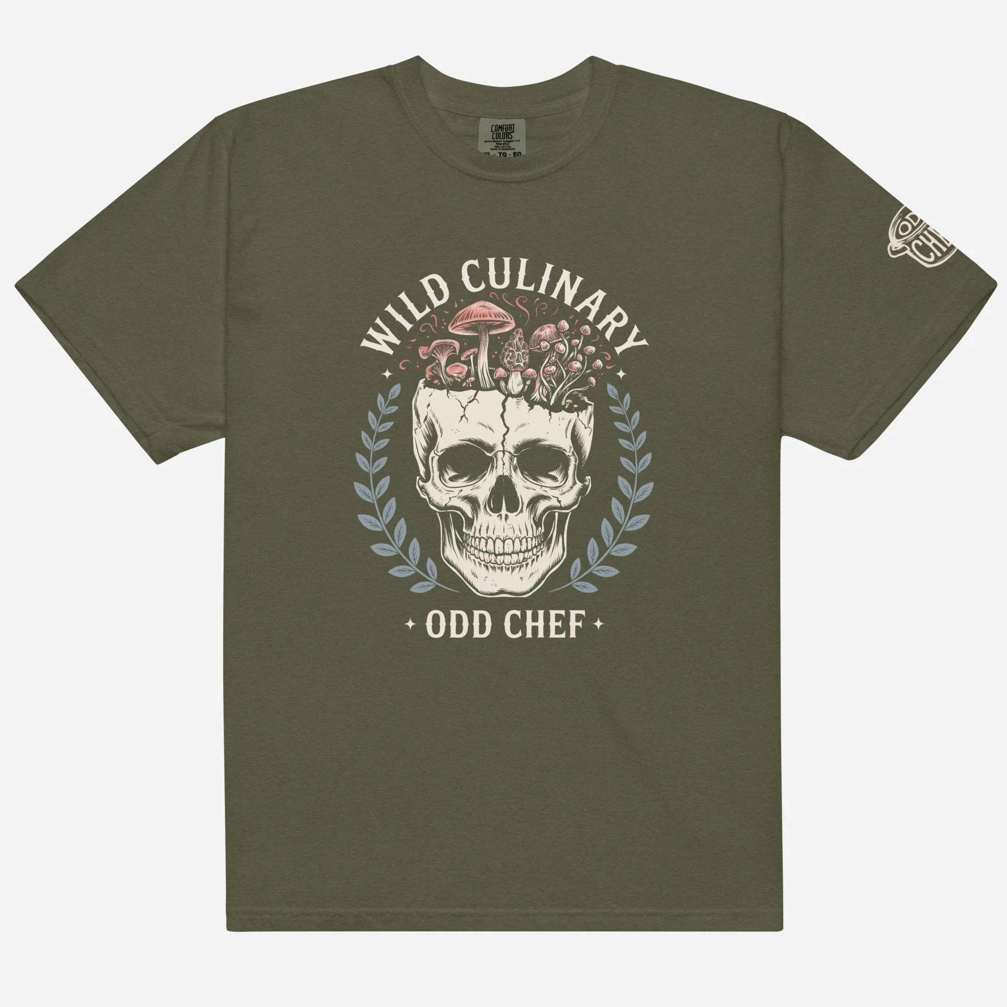 Wild Culinary Mushroom Skull Heavyweight Streetwear Tee - Odd Chef