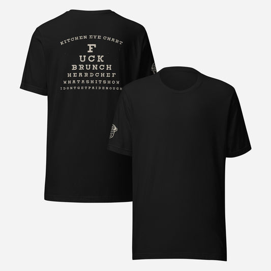 BACK PRINT Kitchen Eye Chart Unisex Tee