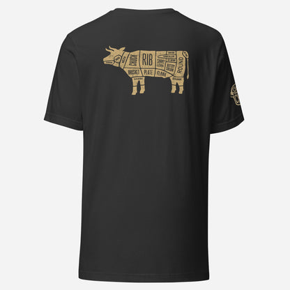 BACK PRINT Beef Butcher Diagram Unisex Tee