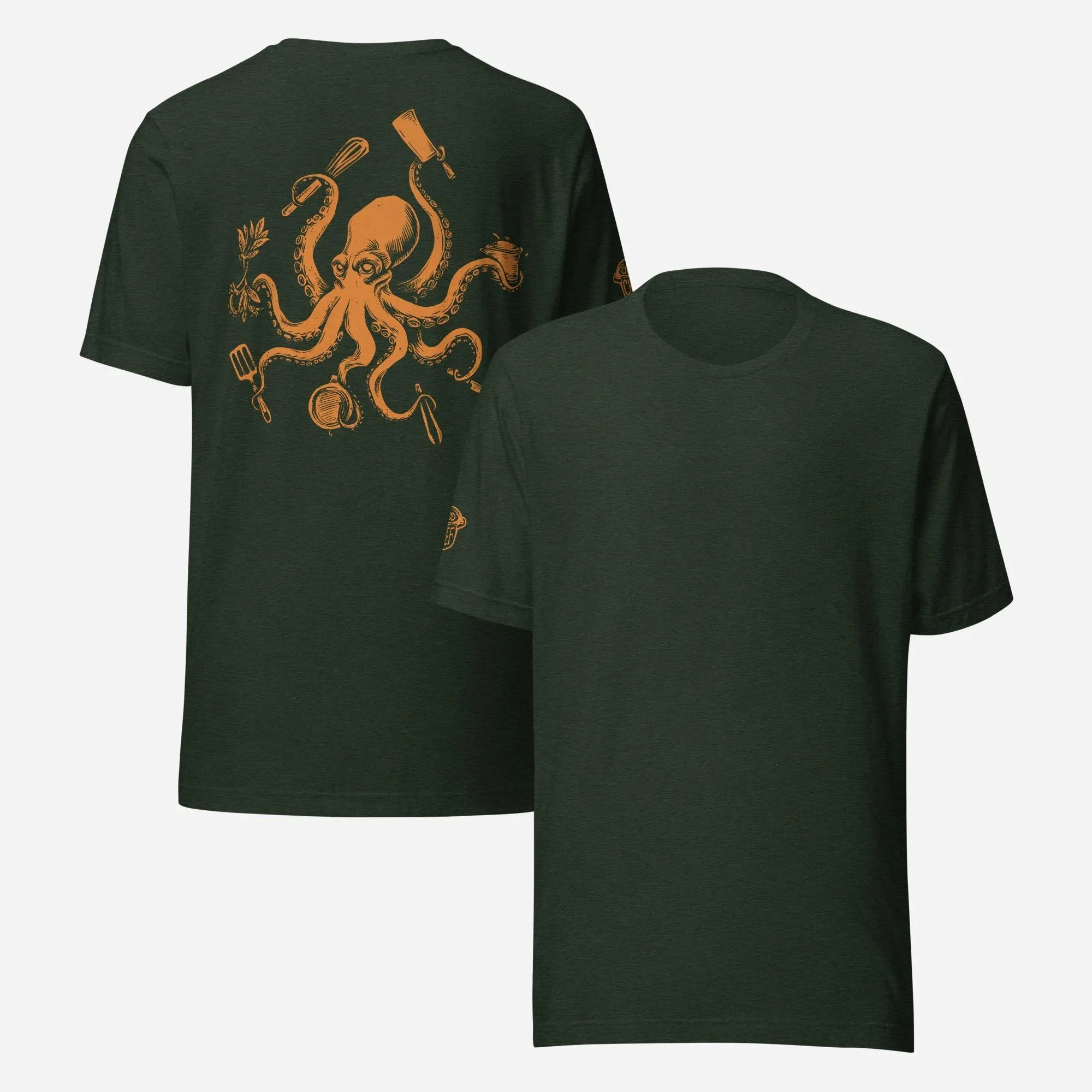 BACK PRINT Chef Octopus Orange Unisex Tee - Odd Chef