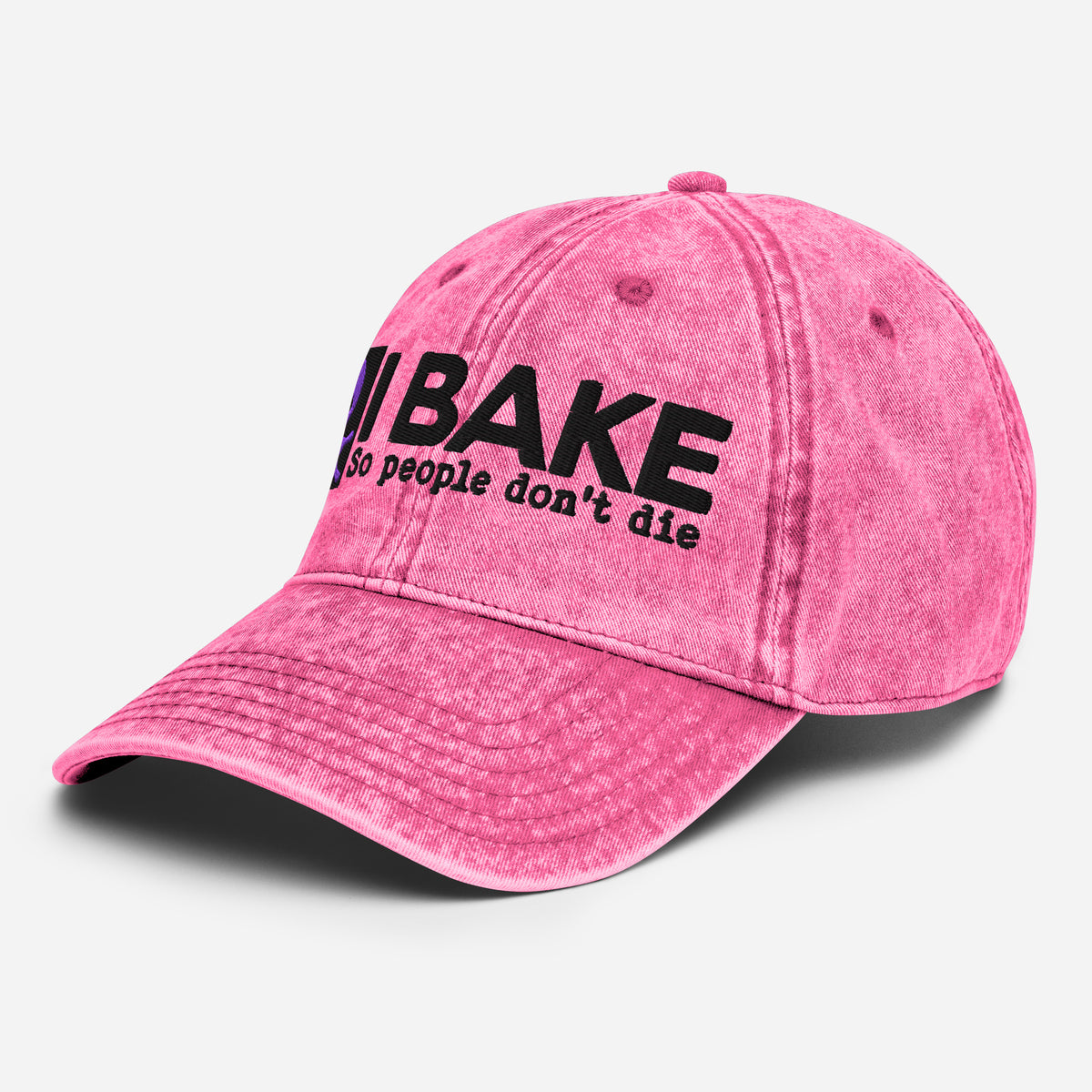 I Bake So People Don't Die Vintage Cotton Twill Hat [Embroidered]