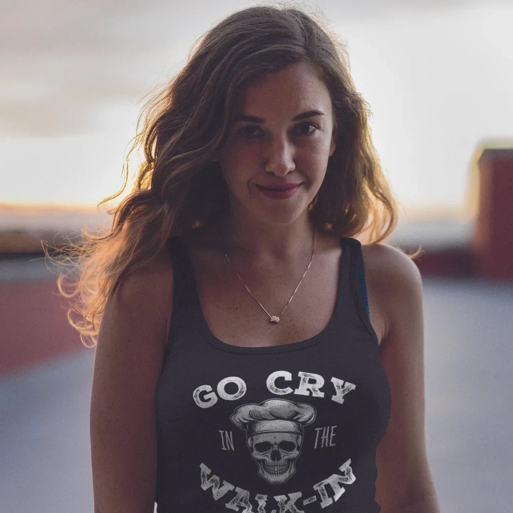 Go Cry in the Walk-In Women’s Fitted Racerback Tank Top - Odd Chef