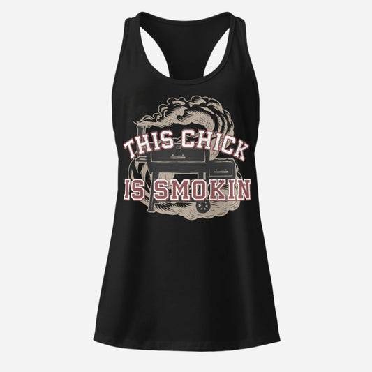 This Chick is Smokin Women’s Fitted Racerback Tank Top