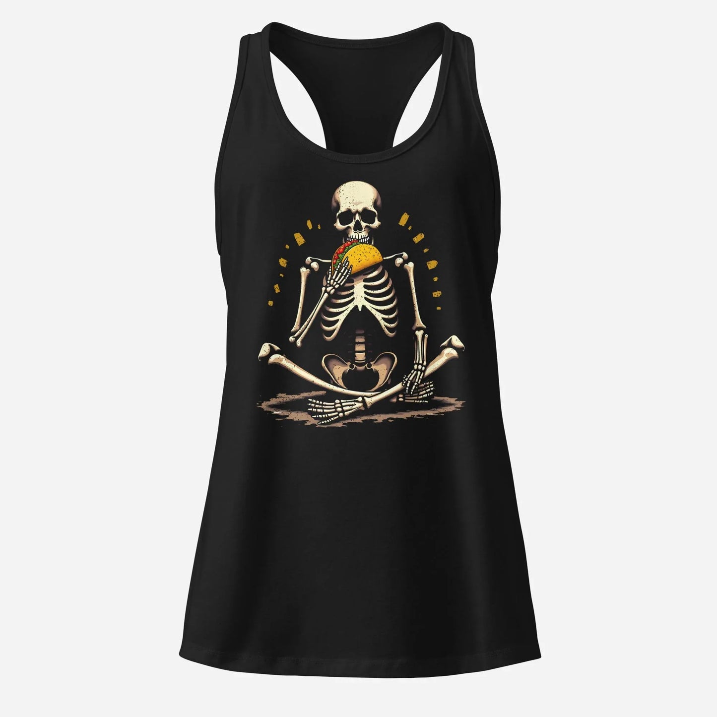 Skeleton Taco Women’s Fitted Racerback Tank Top