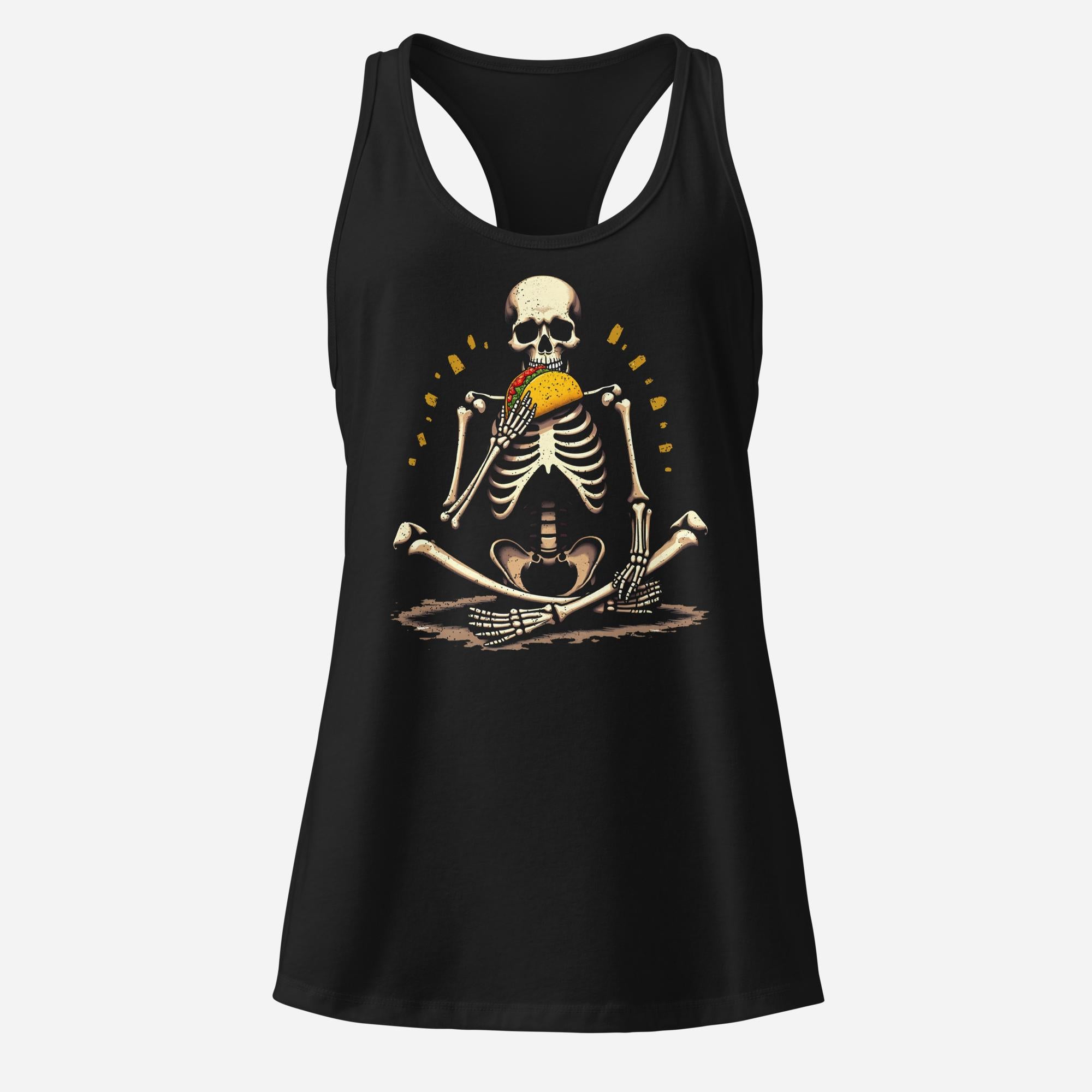 Skeleton Taco Women’s Fitted Racerback Tank Top