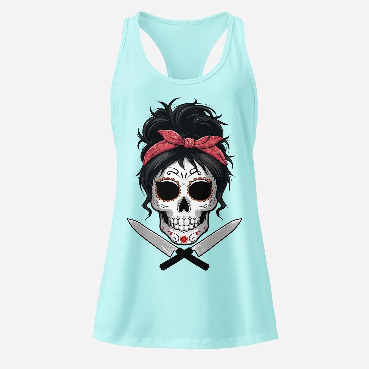 Sugar Skull Chef Women’s Fitted Racerback Tank Top