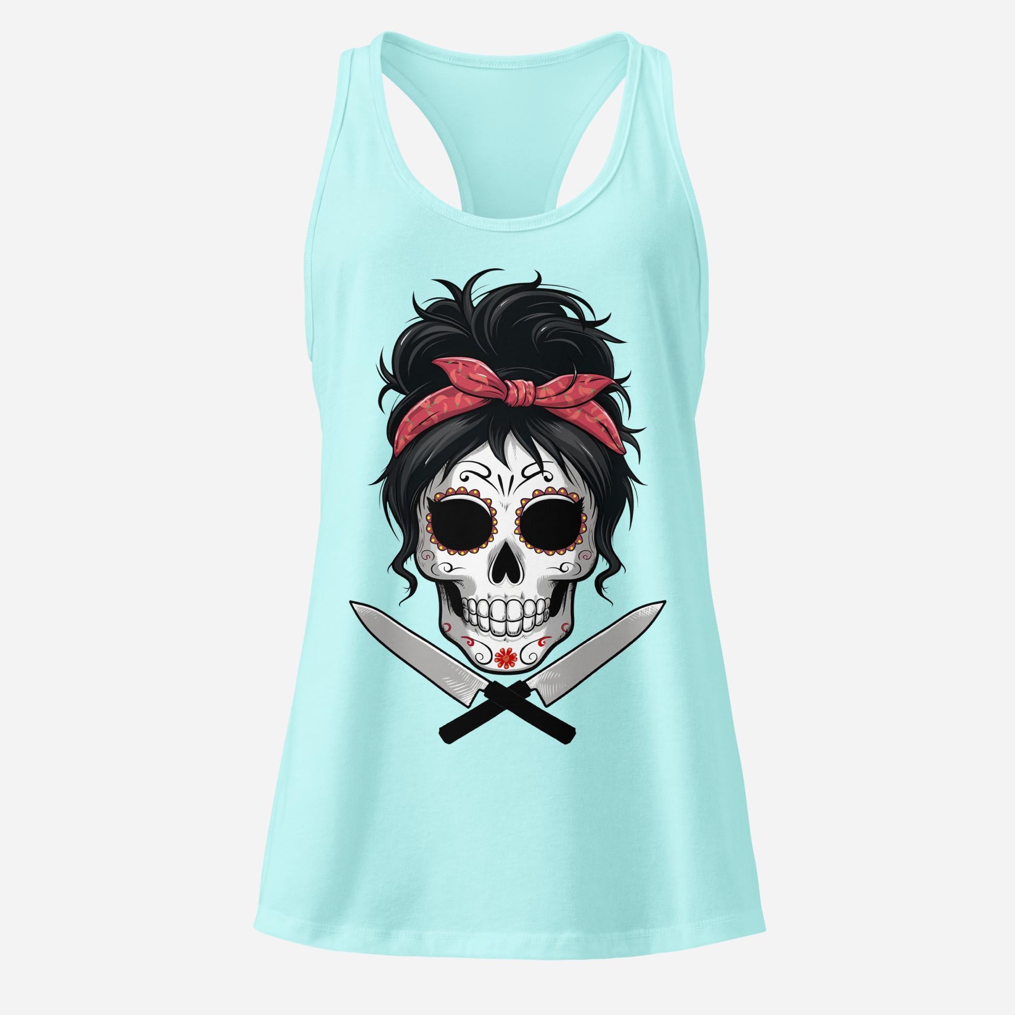 Sugar Skull Chef Women’s Fitted Racerback Tank Top