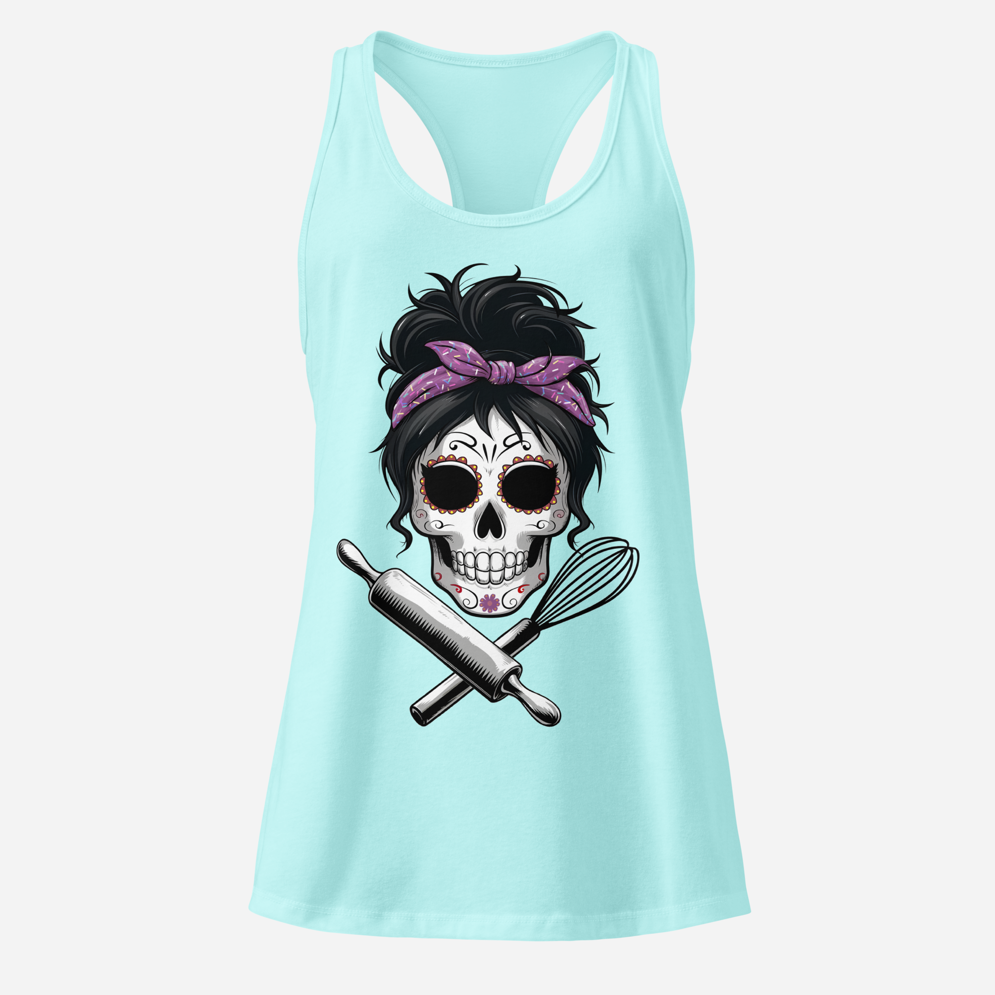 Sugar Skull Baker Women’s Fitted Racerback Tank Top