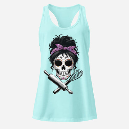 Sugar Skull Baker Women’s Fitted Racerback Tank Top