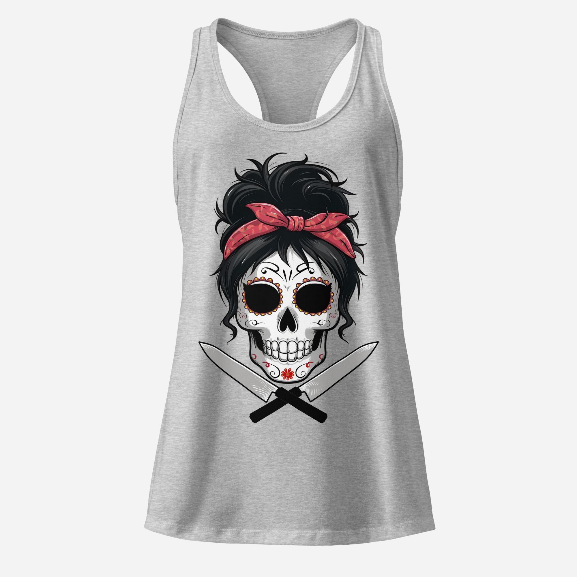 Sugar Skull Chef Women’s Fitted Racerback Tank Top