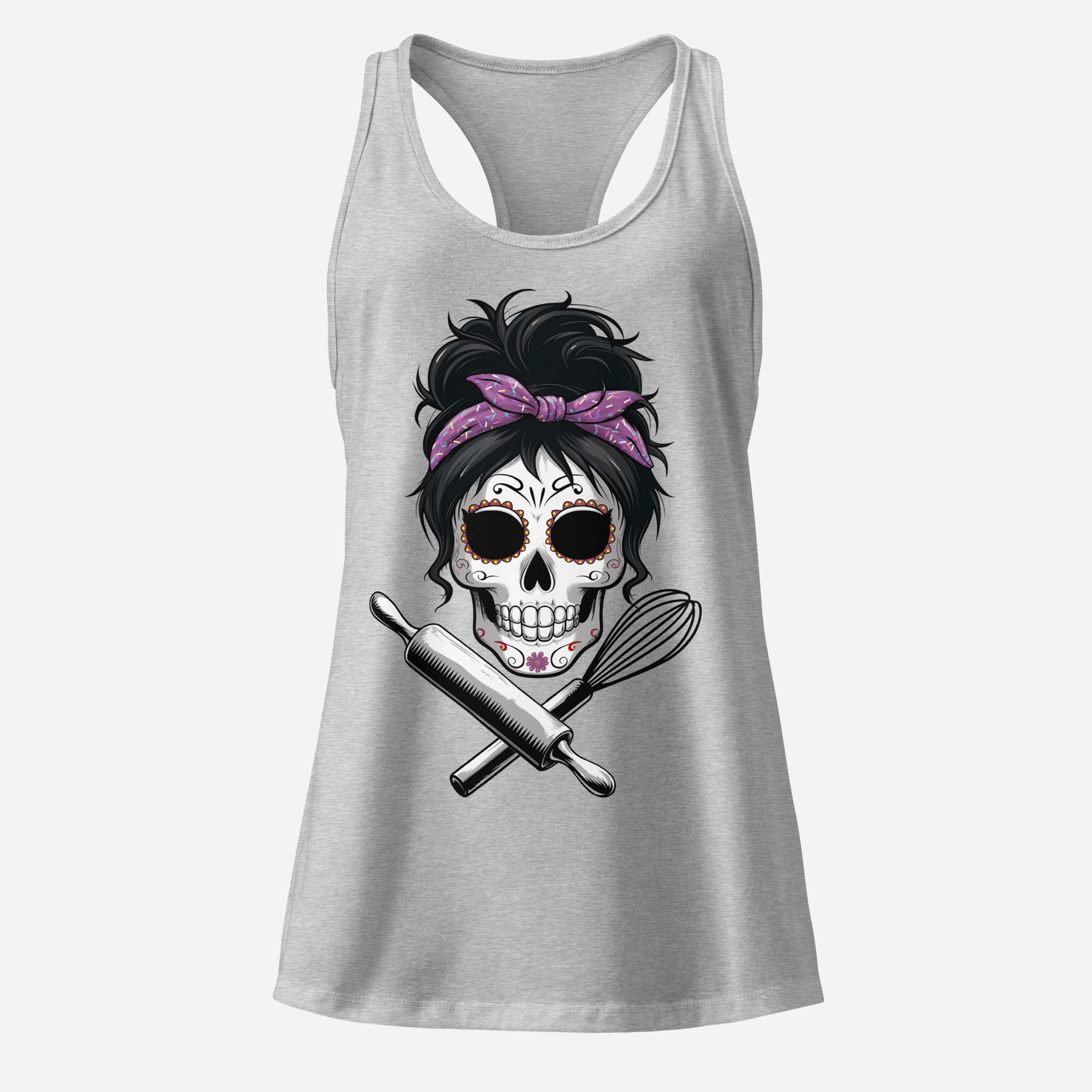 Sugar Skull Baker Women’s Fitted Racerback Tank Top