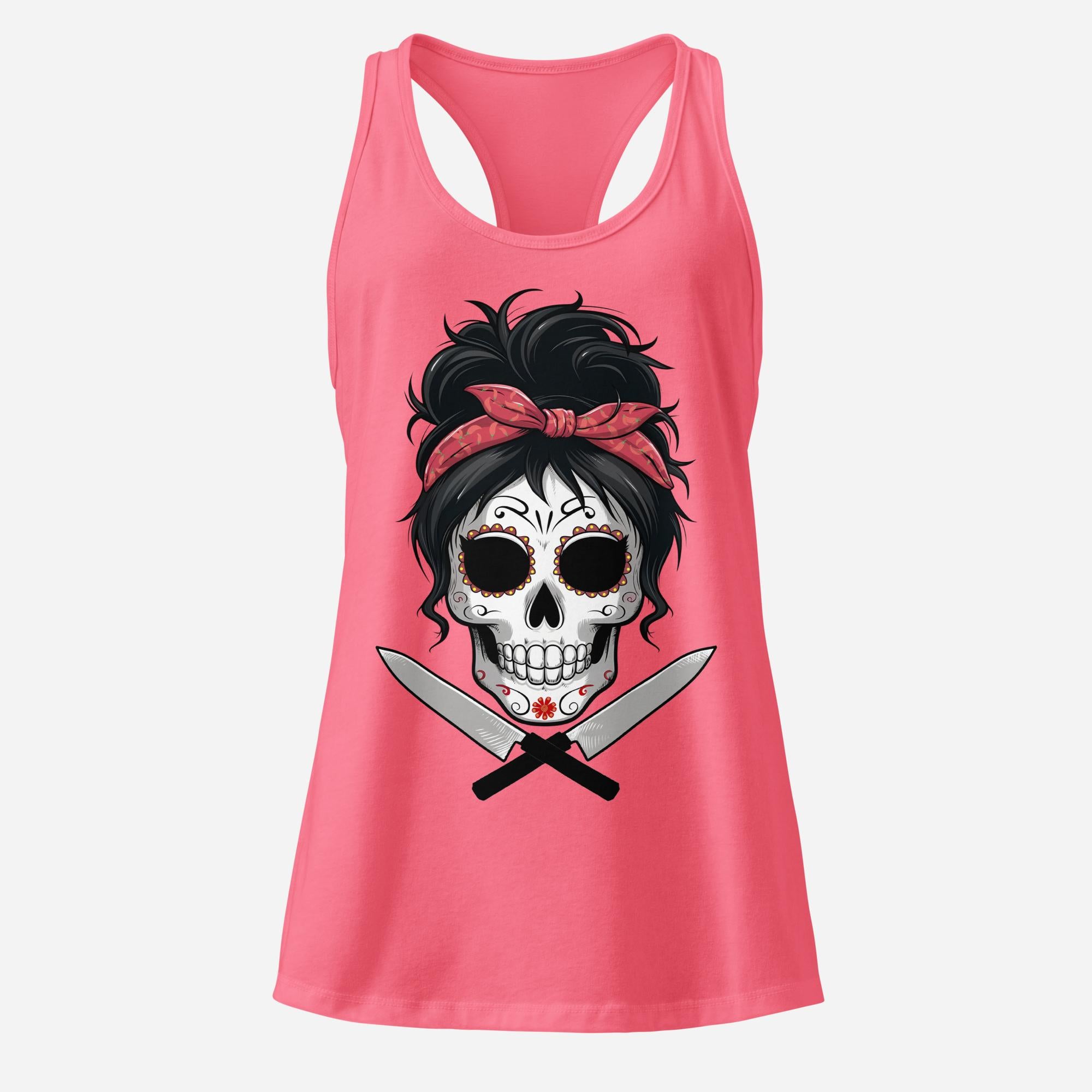 Sugar Skull Chef Women’s Fitted Racerback Tank Top