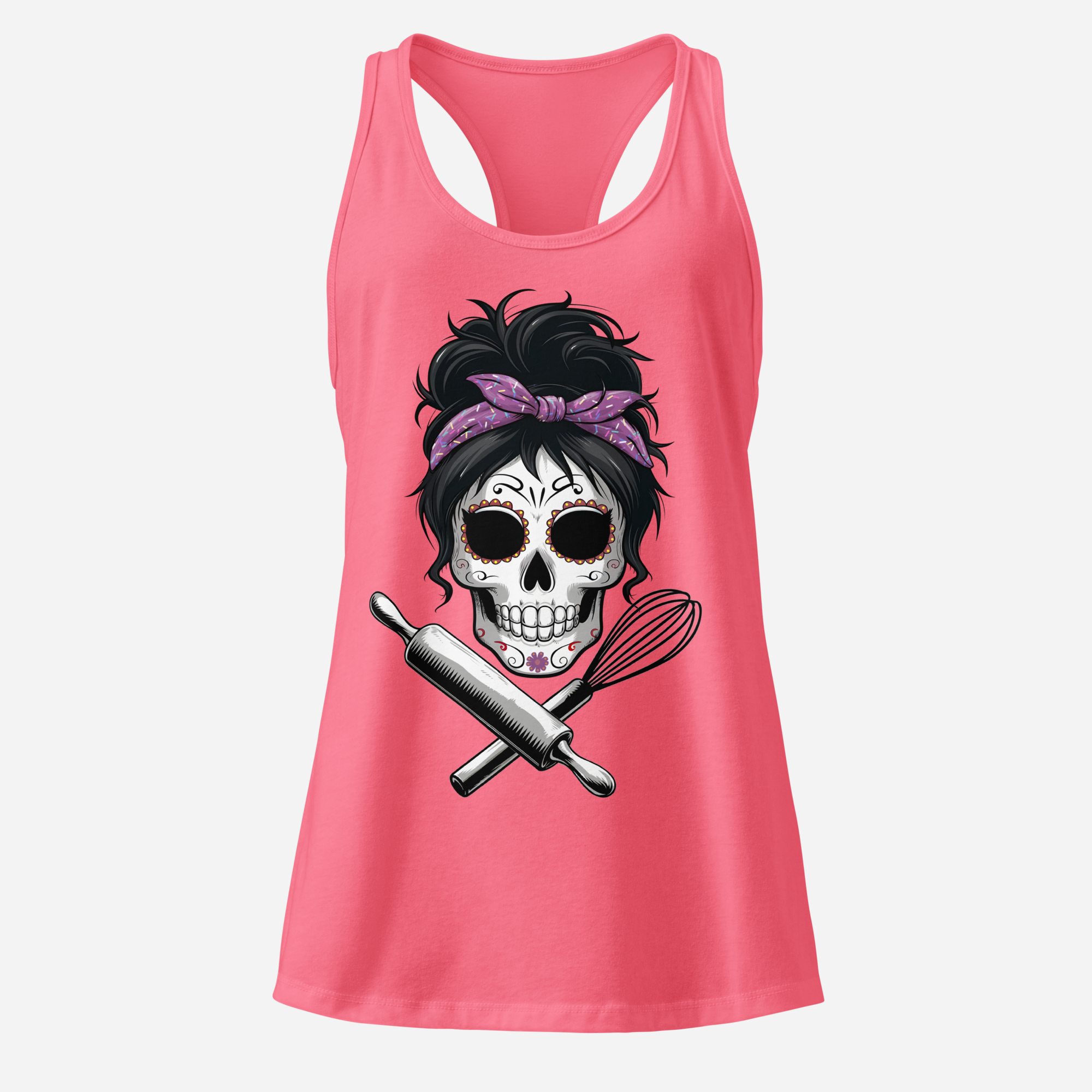 Sugar Skull Baker Women’s Fitted Racerback Tank Top