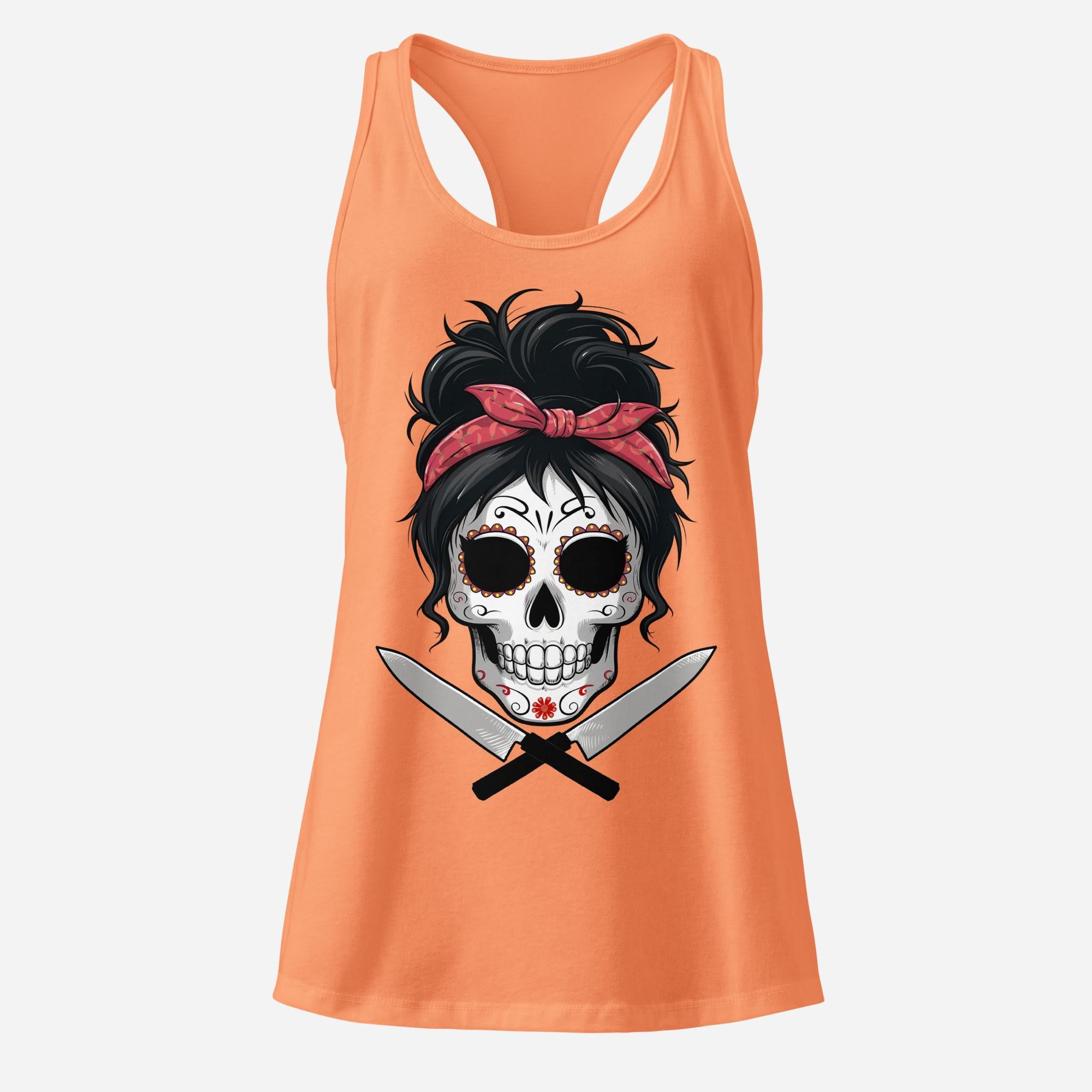 Sugar Skull Chef Women’s Fitted Racerback Tank Top