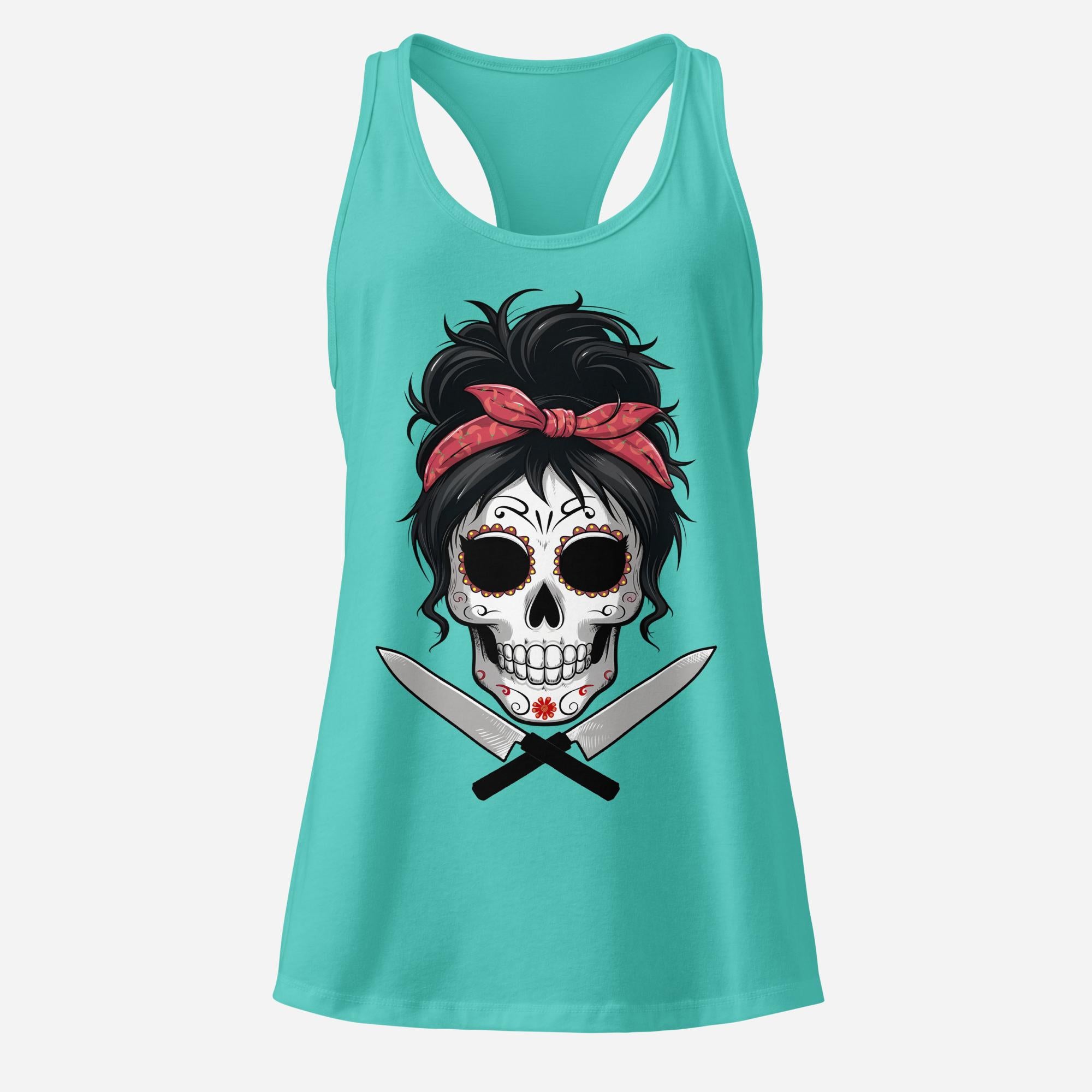Sugar Skull Chef Women’s Fitted Racerback Tank Top