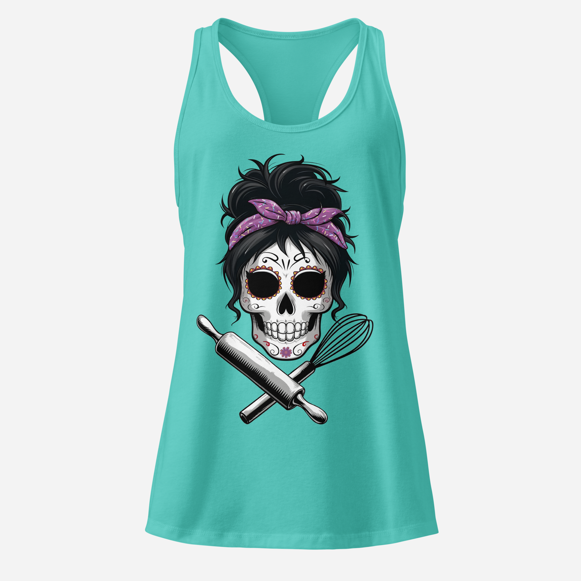 Sugar Skull Baker Women’s Fitted Racerback Tank Top