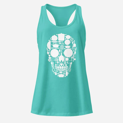 Kitchen Skull Women’s Fitted Racerback Tank Top