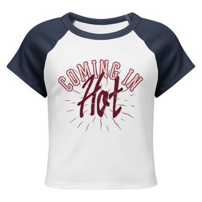 Coming in HOT Women’s micro rib raglan baby tee