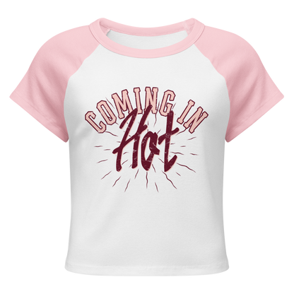 Coming in HOT Women’s micro rib raglan baby tee