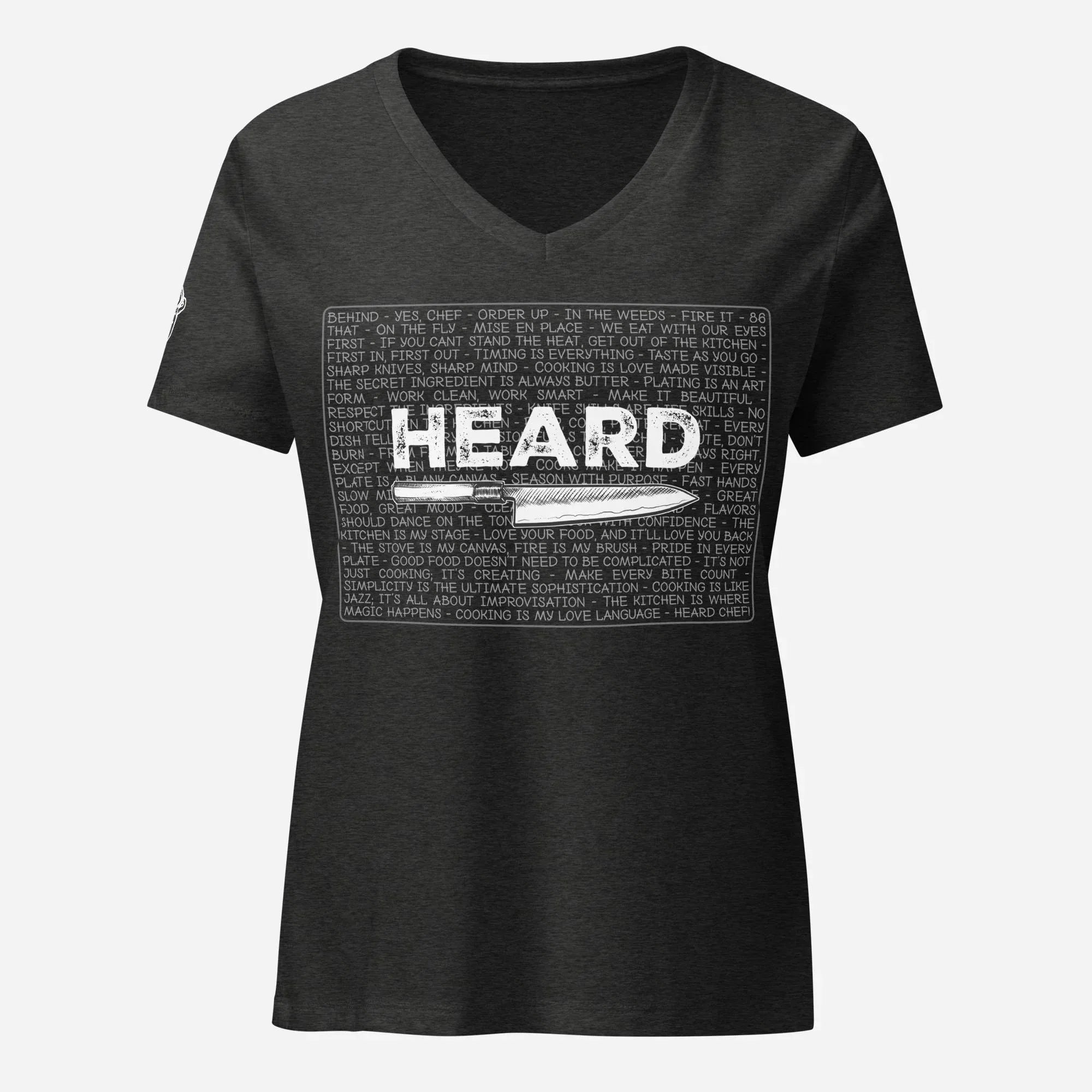Heard Kitchen Phrase Women’s Relaxed V-neck Tee - Odd Chef