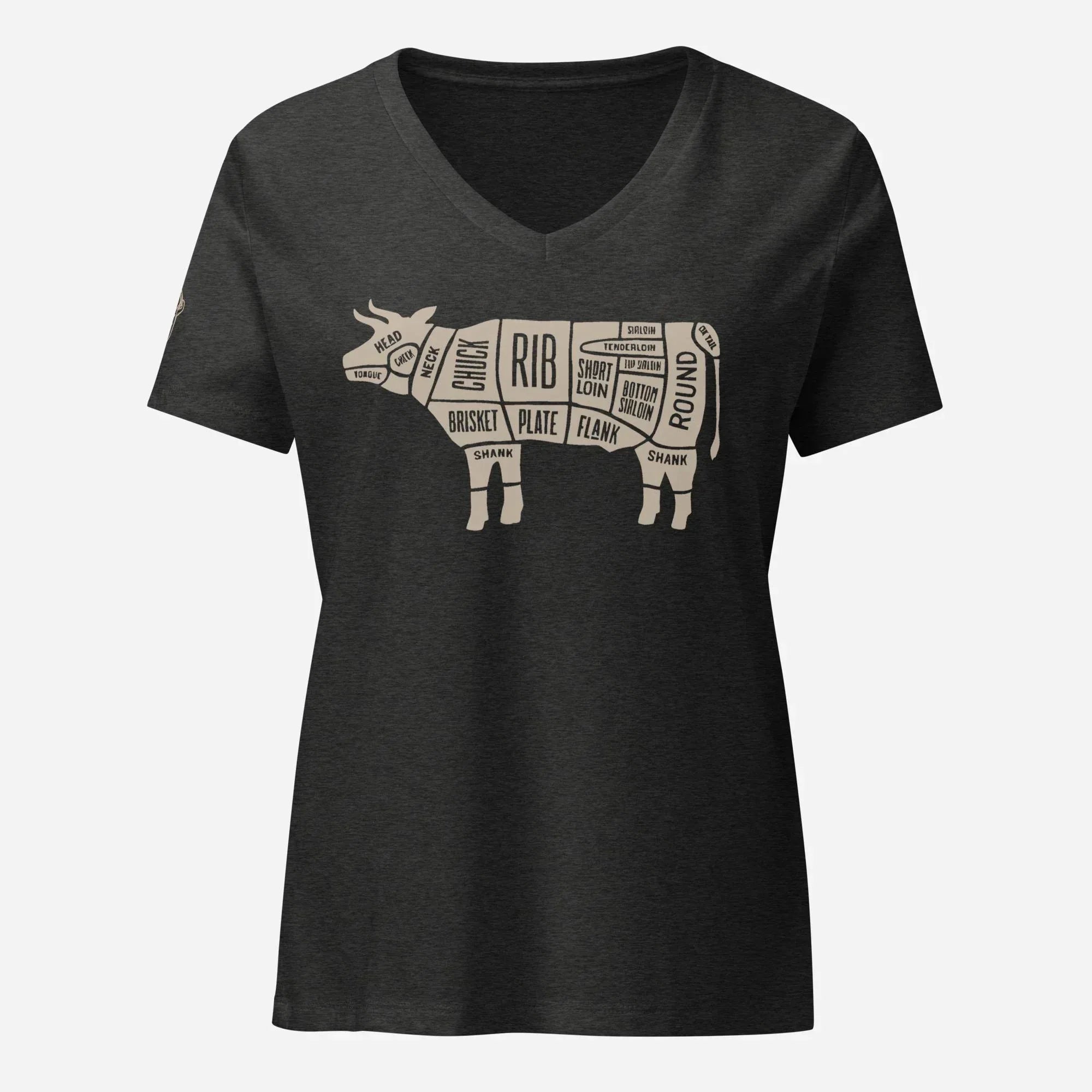 Beef Butcher Diagram Women’s Relaxed V-neck Tee - Odd Chef