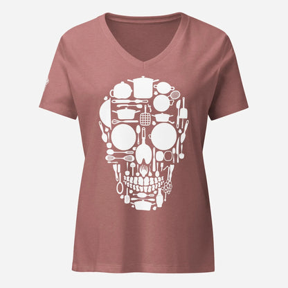 Skull Kitchen Women’s Relaxed V-neck Tee - Odd Chef