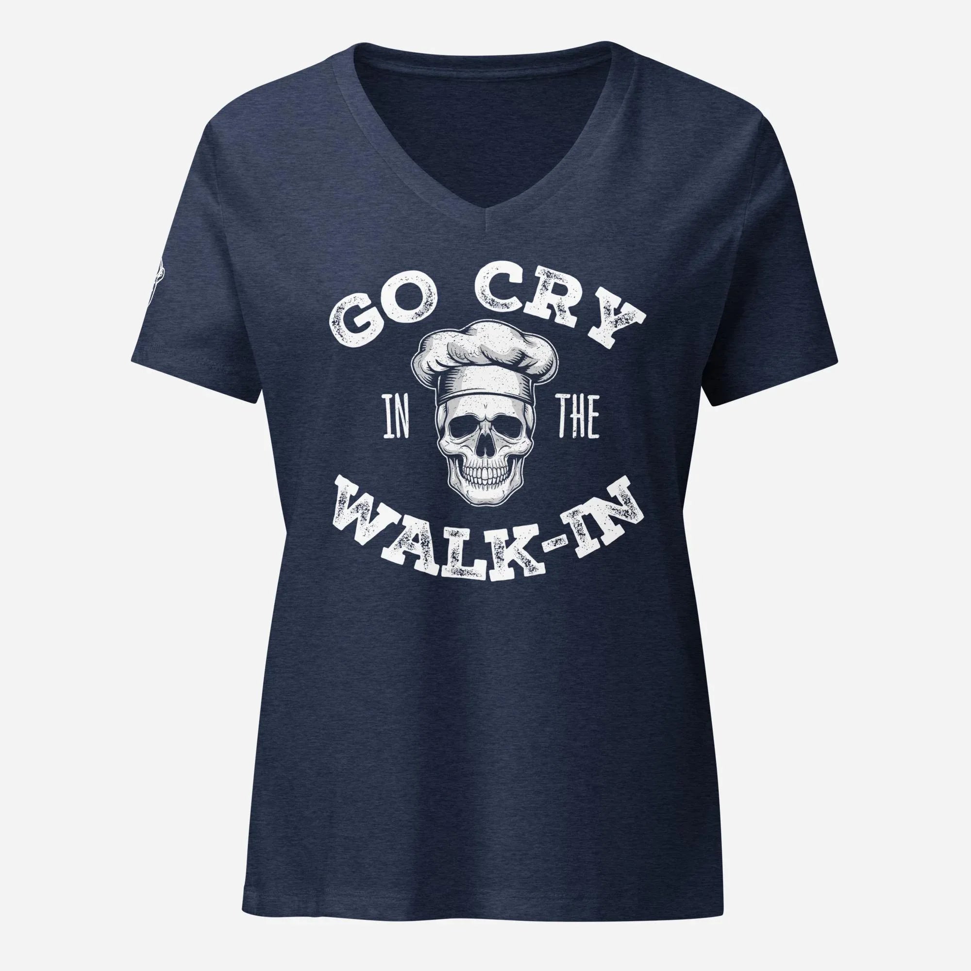 Go Cry in the Walk In Women’s Relaxed V-neck Tee - Odd Chef