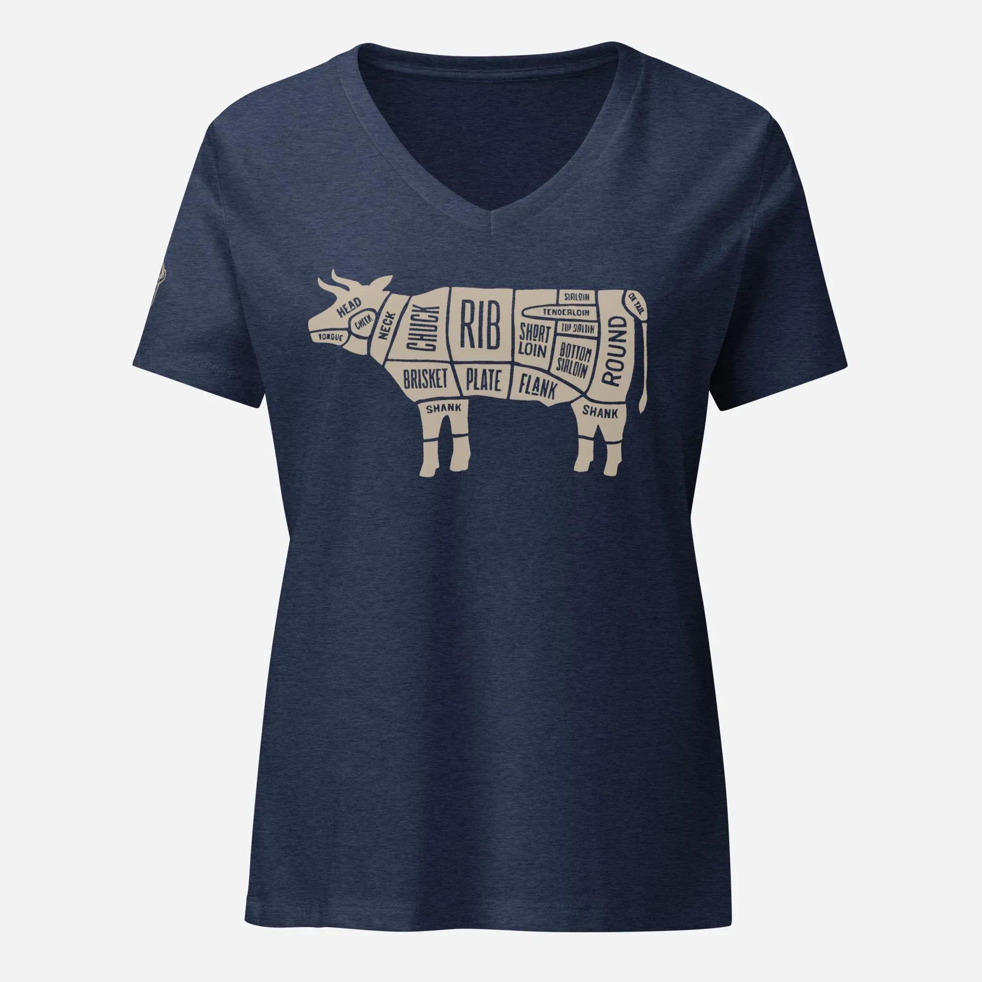Beef Butcher Diagram Women’s Relaxed V-neck Tee - Odd Chef