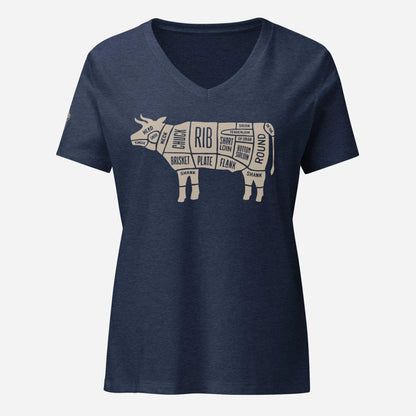 Beef Butcher Diagram Women’s Relaxed V-neck Tee - Odd Chef