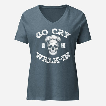 Go Cry in the Walk In Women’s Relaxed V-neck Tee - Odd Chef