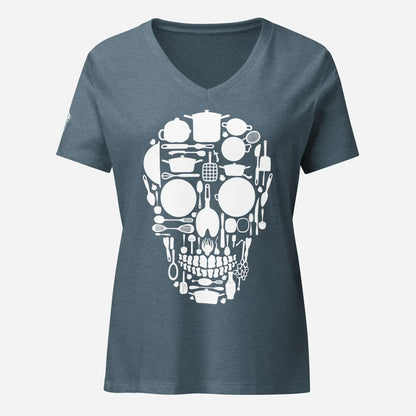 Skull Kitchen Women’s Relaxed V-neck Tee - Odd Chef
