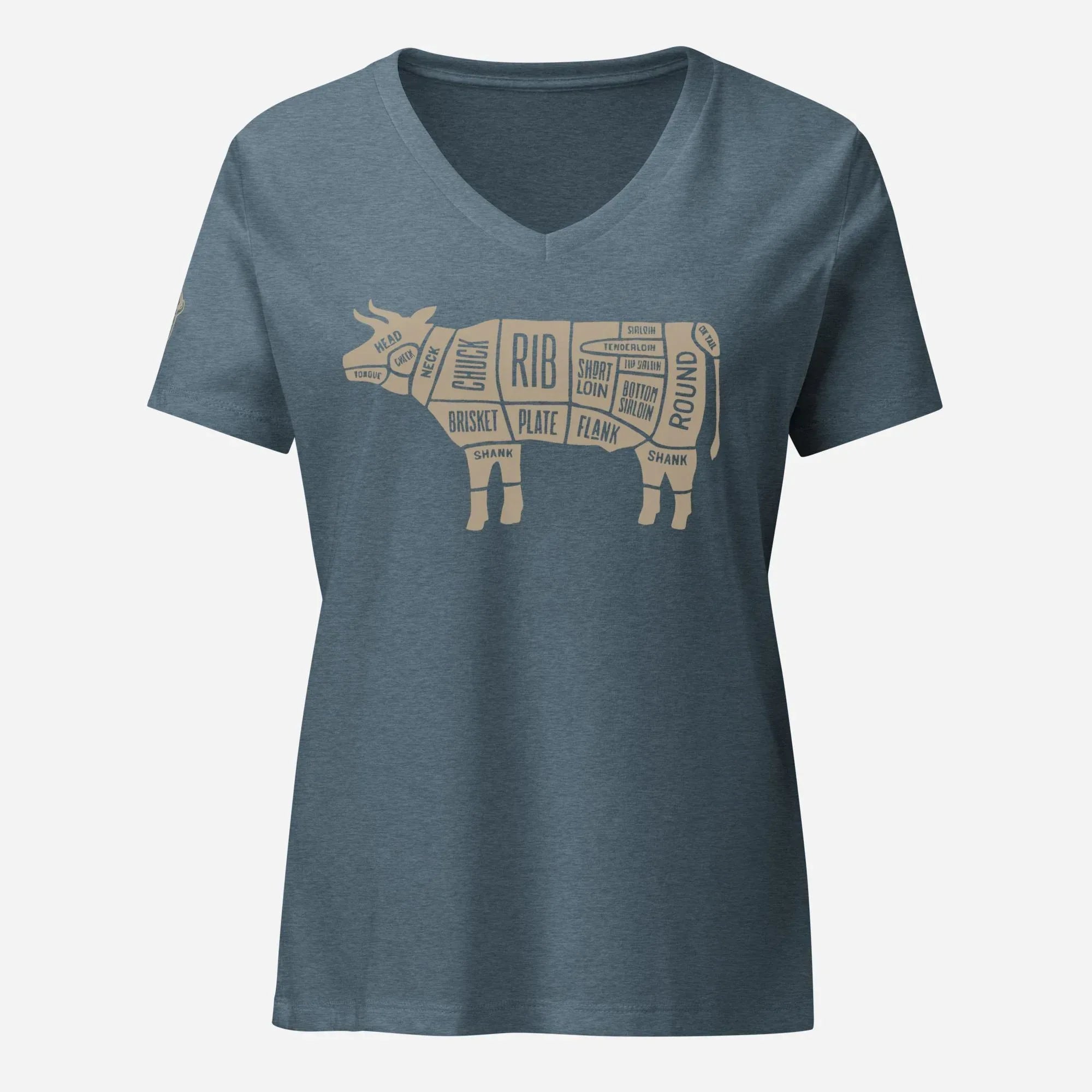 Beef Butcher Diagram Women’s Relaxed V-neck Tee - Odd Chef