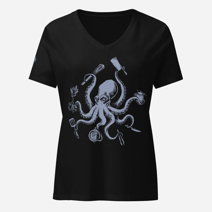 Chef Octopus Women’s Relaxed V-neck Tee - Odd Chef