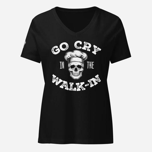 Go Cry in the Walk In Women’s Relaxed V-neck Tee - Odd Chef