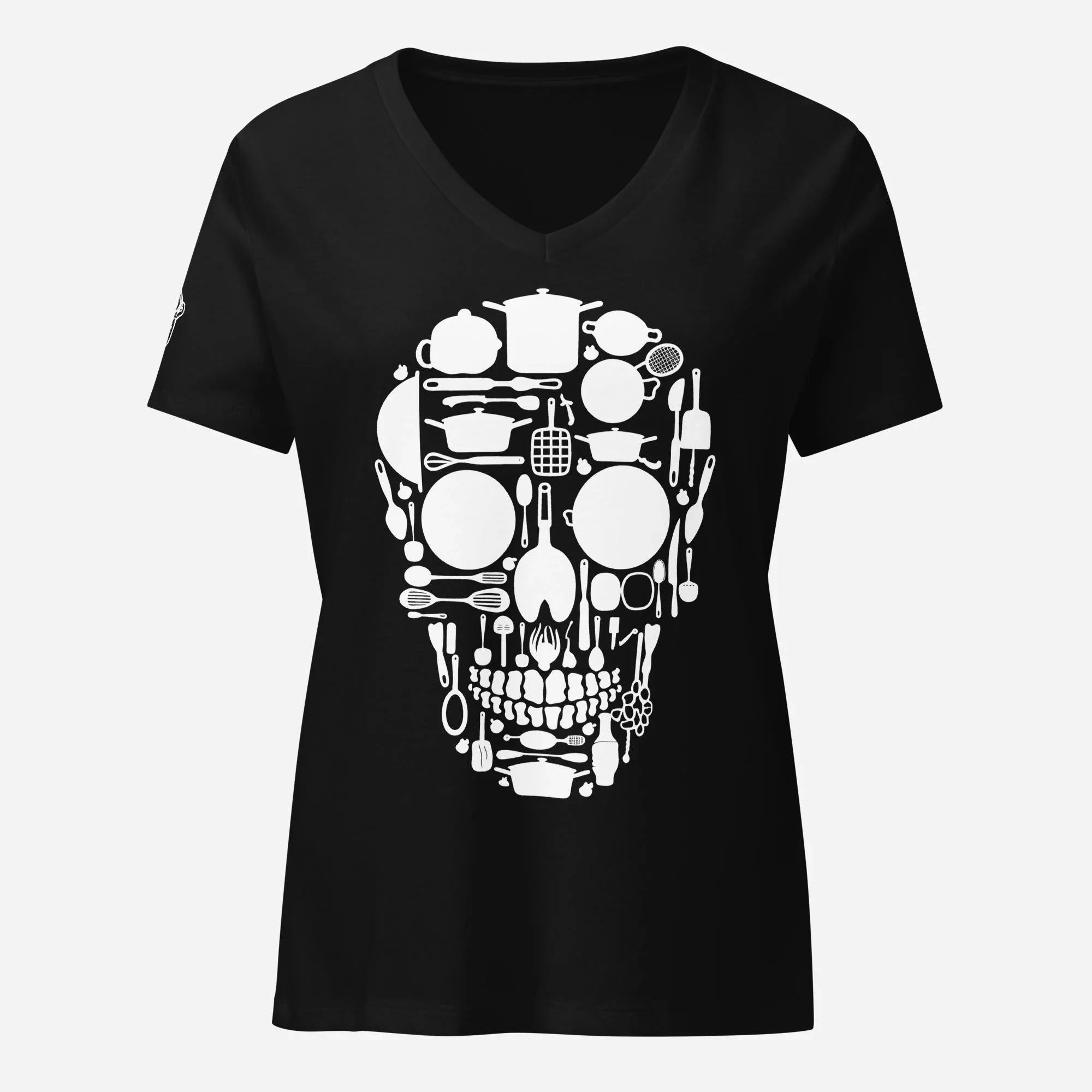 Skull Kitchen Women’s Relaxed V-neck Tee - Odd Chef